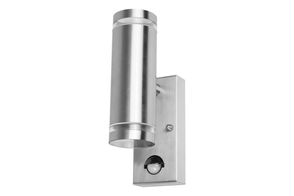 Integral LED Stainless Steel Outdoor Light - Wall mounted - Up & Down with PIR sensor - Steel