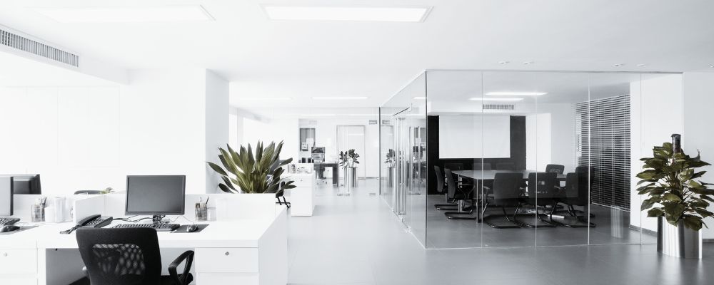 Modern office in black and white